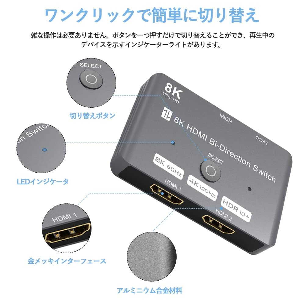 Amazon | FDBRO 8K HDMI 切替器 2.1 双方向 HDMIセレクター
